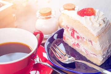 Cup of coffee and cake in the morning