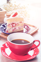 Cup of coffee and cake in the morning