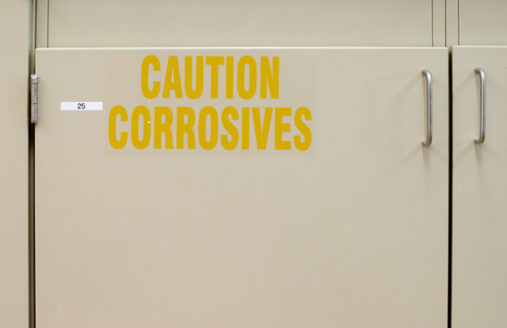 Caution Corrosives Storage Cabinet