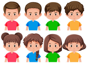 Set of boys and girls