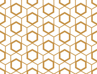 The geometric pattern with lines. Seamless vector background. White and gold texture. Graphic modern pattern. Simple lattice graphic design