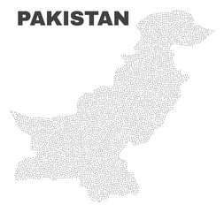 Pakistan map designed with little dots. Vector abstraction in black color is isolated on a white background. Scattered little dots are organized into Pakistan map.