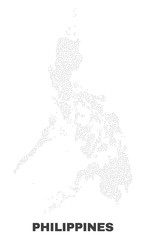 Fototapeta na wymiar Philippines map designed with tiny points. Vector abstraction in black color is isolated on a white background. Scattered tiny items are organized into Philippines map.