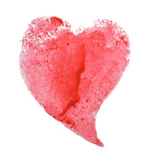 Red heart shaped print on white background.