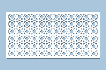Set decorative card for cutting. Arabesque pattern. Laser cut panel. Ratio 1:2. Vector illustration.
