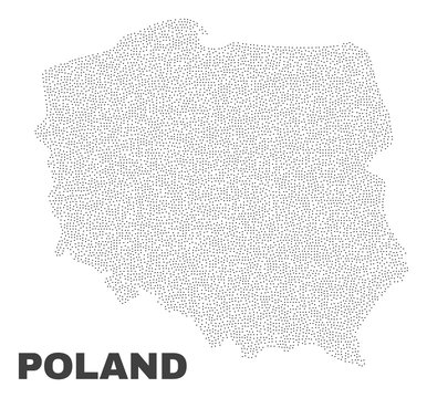 Fototapeta Poland map designed with little points. Vector abstraction in black color is isolated on a white background. Random tiny points are organized into Poland map.