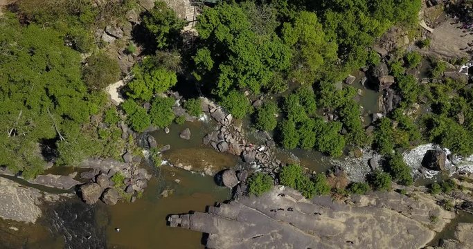natural waterfall in dalat from aerial view