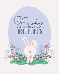 happy easter card with rabbit in the garden
