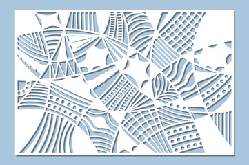 Fototapeta na wymiar Set decorative card for cutting. Doodle line pattern. Laser cut panel. Ratio 2:3. Vector illustration.