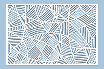 Set decorative card for cutting. Mosaic line pattern. Laser cut panel. Ratio 2:3. Vector illustration.