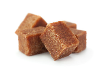 Brown sugar cubes closeup
