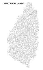 Saint Lucia Island map designed with tiny points. Vector abstraction in black color is isolated on a white background. Scattered little points are organized into Saint Lucia Island map.