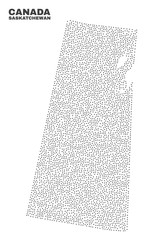 Saskatchewan Province map designed with tiny points. Vector abstraction in black color is isolated on a white background. Random tiny points are organized into Saskatchewan Province map.