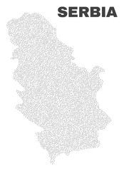 Obraz premium Serbia map designed with tiny points. Vector abstraction in black color is isolated on a white background. Random tiny items are organized into Serbia map.