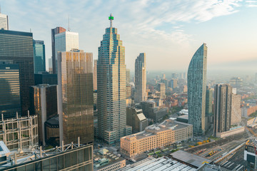 Fototapeta na wymiar Aerial morning view of the Toronto downtown