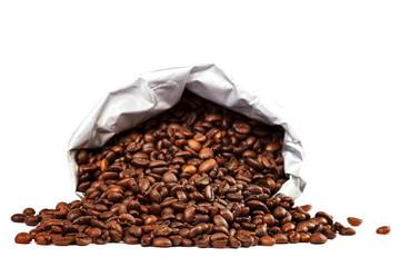 Grains of roasted coffee on white background.