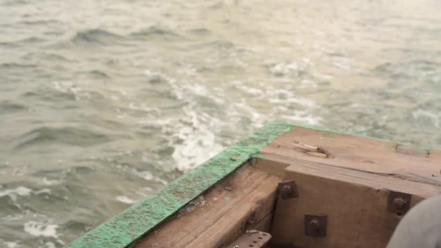 A still footage of ferry ride across the creek.