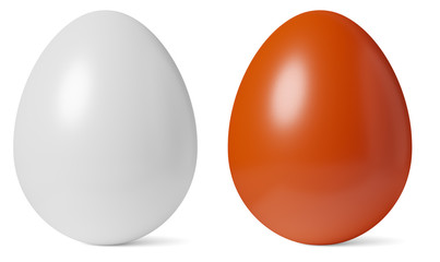 Painted chicken eggs whith shadows isolated on white