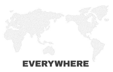World map designed with tiny points. Vector abstraction in black color is isolated on a white background. Random tiny points are organized into world map.