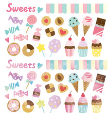 お菓子水彩とベタ塗り