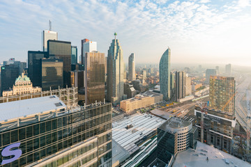Naklejka premium Aerial morning view of the Toronto downtown