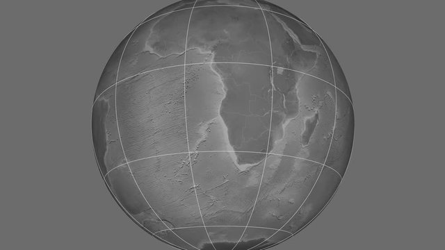 Zoom-in on Namibia outlined. Grayscale