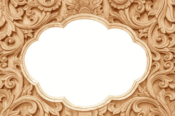 Pattern of flower carved on wood background
