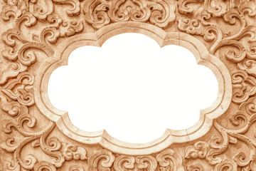 Pattern of flower carved on wood background