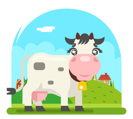 Cow milk farm animal flat design flat design vector illustration