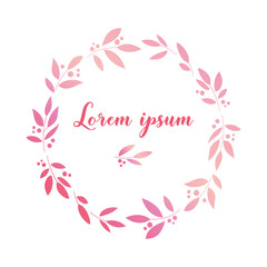 Tender floral round frame with space for text. Vector template suitable for greeting cards or invitations.