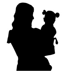 Stock vector Mother and baby silhouette