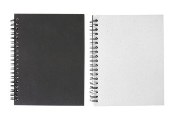 recycle black notebook cover with pen solated on white