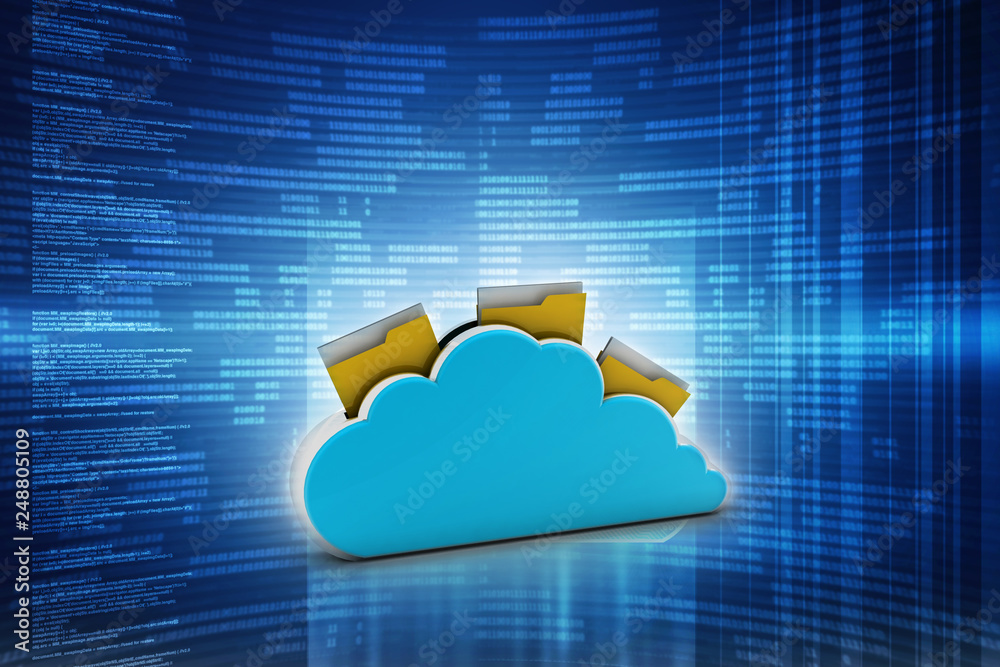 Poster 3d rendering cloud folder network