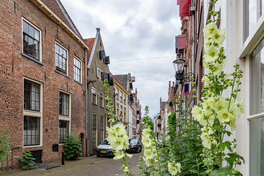 Beautiful old buildings in the historic Deventer, mensstraat - Netherlands