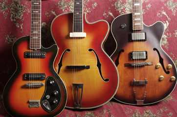 Fototapeta na wymiar Three electric guitars