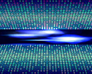 Virtual technology  blue color light abstract background - computer-generated image. Geometry design:  portal of luminous  blocks. Digital technology concept.