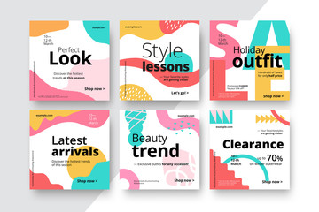 Modern promotion square web banner for social media mobile apps. Elegant sale and discount promo backgrounds with abstract pattern. Email ad newsletter layouts.