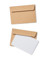 Mock up set of vintage craft envelope with white card for business correspondence