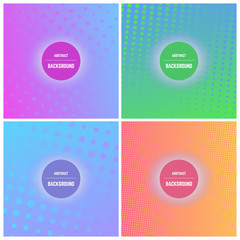 Set of four colorful background with dots and halftone effect