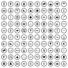 100 active life icons set in simple style for any design vector illustration