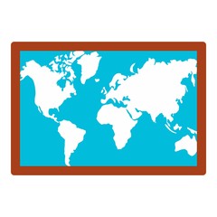 Wall world map icon. Flat illustration of wall world map vector icon for web design