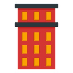 Red building icon. Flat illustration of red building vector icon for web design