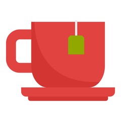 Red hot tea cup icon. Flat illustration of red hot tea cup vector icon for web design