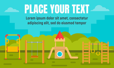 Fototapeta premium Park kid playground concept banner. Flat illustration of park kid playground vector concept banner for web design