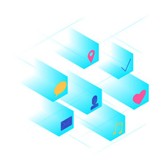 Obraz premium 3d illustration with isometric social icons for marketing design