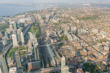 Aerial morning view of the Toronto downtown