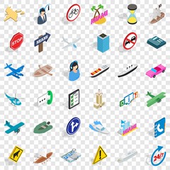 Fototapeta na wymiar Traffic in city icons set. Isometric style of 36 traffic in city vector icons for web for any design