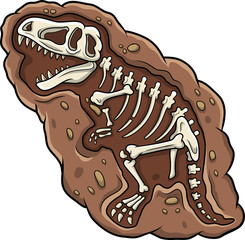 Cartoon T-rex dinosaur fossil
