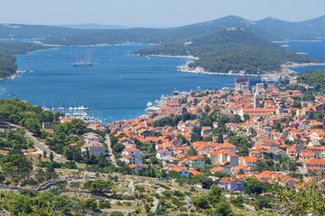 Naklejka premium Panoramic view of Mali Losinj town, Croatia.