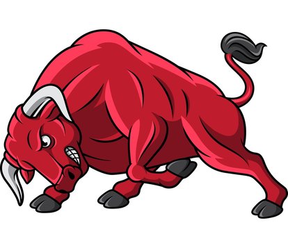Cartoon red bull attack 